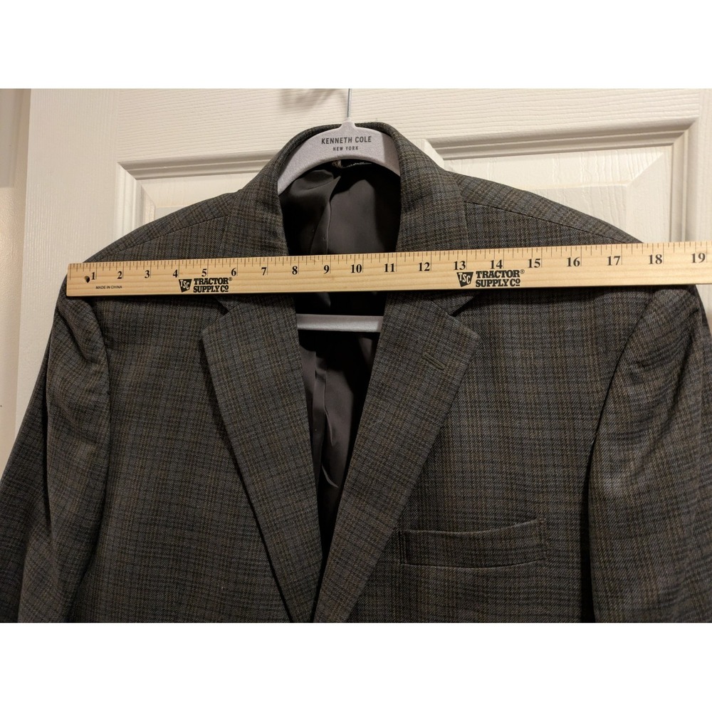 Jos A Bank Blazer Traditional Fit 42R Blue Gray Check Wool Sport Jacket - Picture 4 of 14